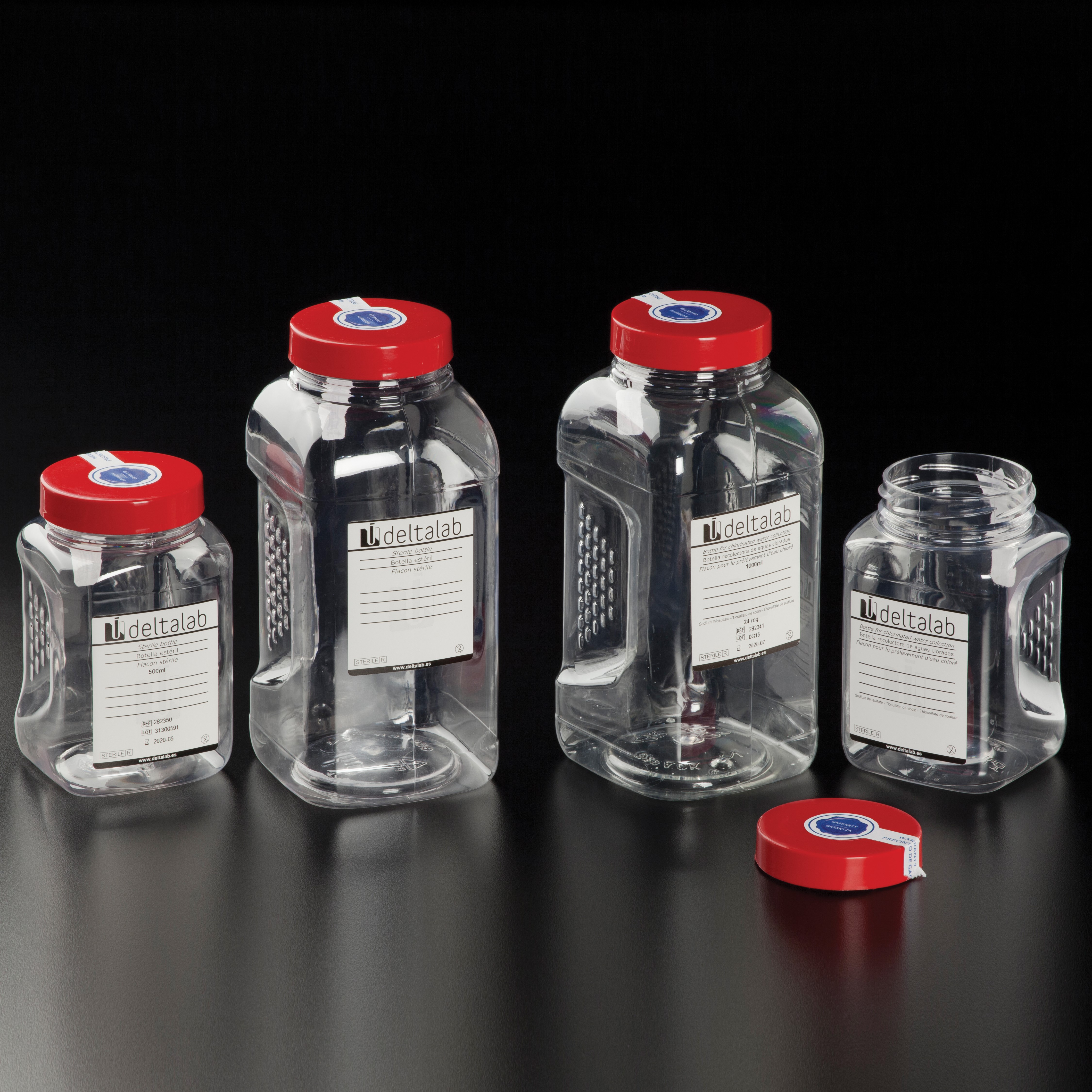 Bottle PET 500 ml sterile R with 12 mg thiosulfate for water sampling